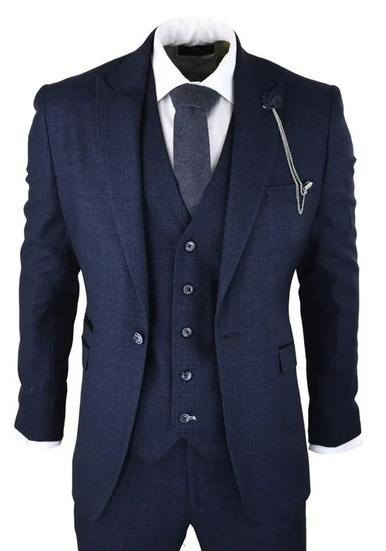 3 Piece Check Tweed Retro Classic Suit - Infinity Leather