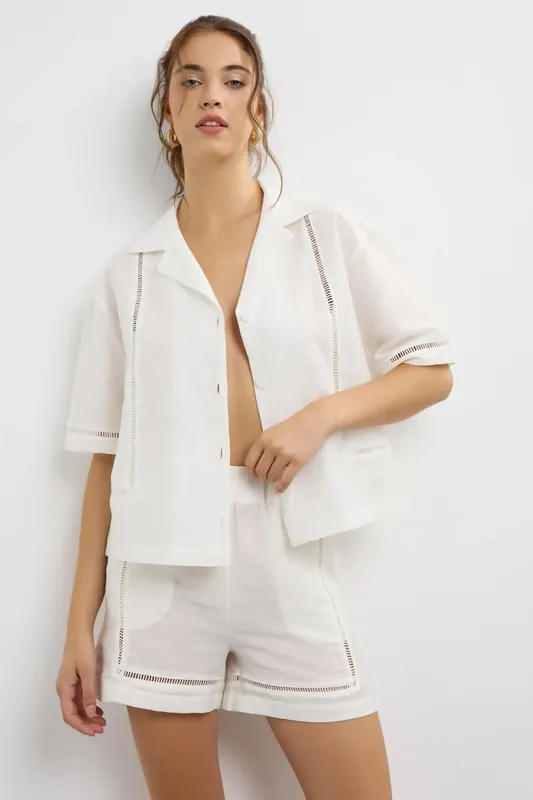 Linen Shorts with Cutout Detail - Hiccup