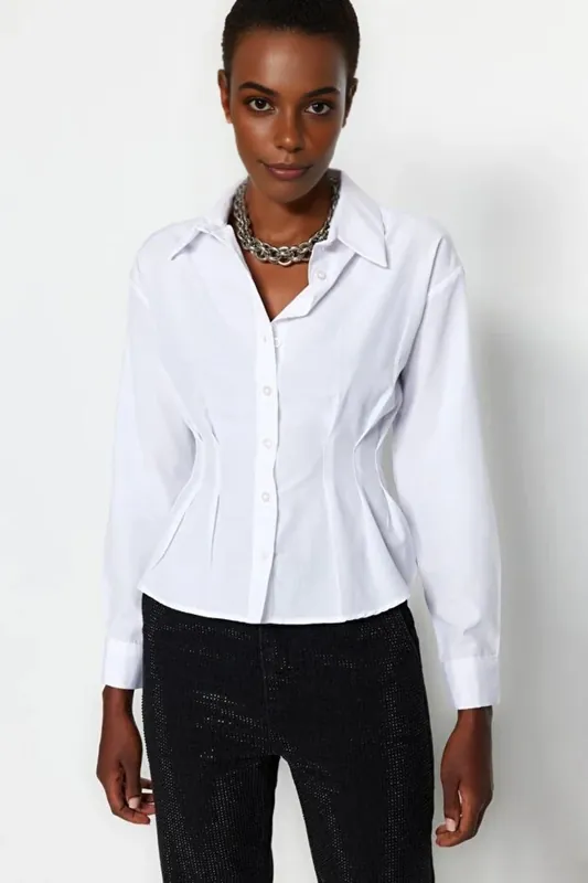 Tailored Shirt With Pin-Tuck Waist Detail