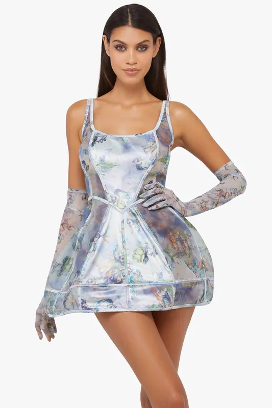 Gracie Renaissance Printed Boned Underbust Dress - Playful Promises