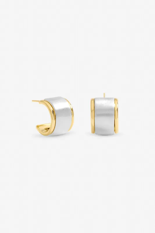 Two Tone Satin Hoop Earrings - Jon Richard
