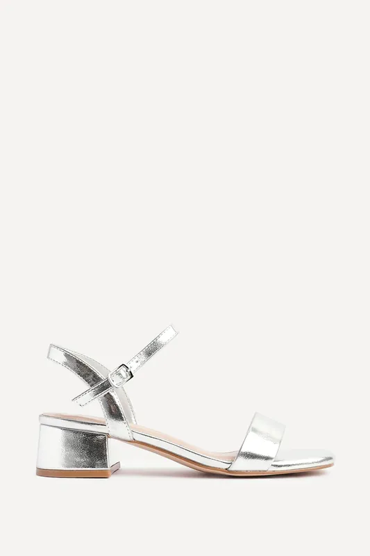 Tillie Silver Faux Leather Low Blook Heel - Linzi