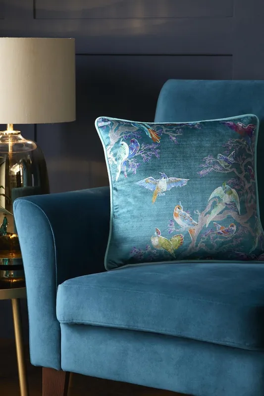 'Birdity Absurdity' Soft Touch Velvet Filled Cushion - Laurence Llewelyn-Bowen