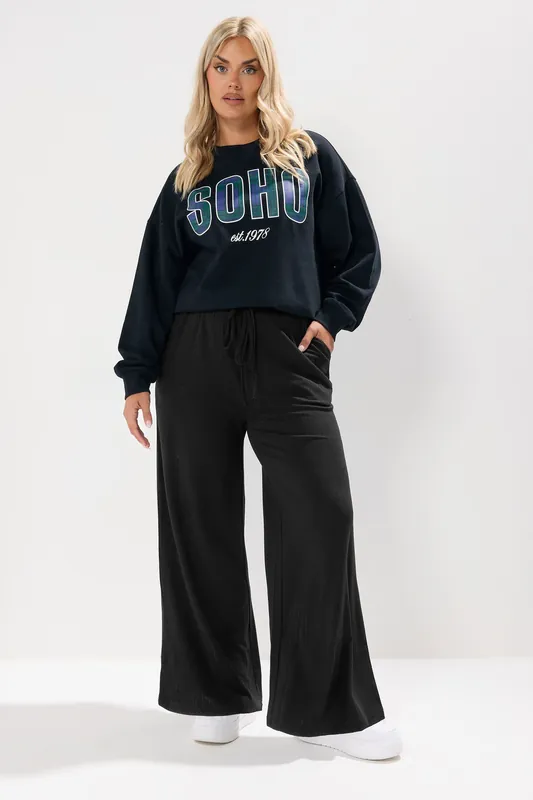 Ribbed Wide Leg Trousers - Yours