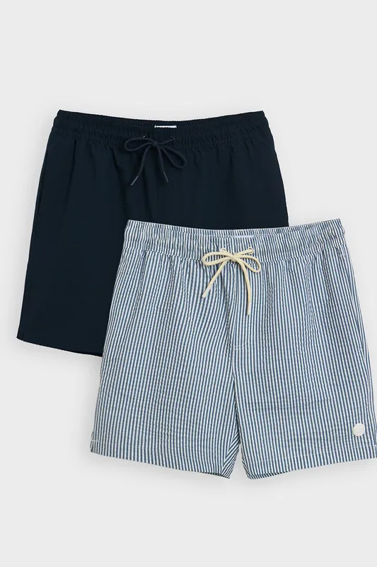 2-Pack Stripe Seersucker Swim Shorts