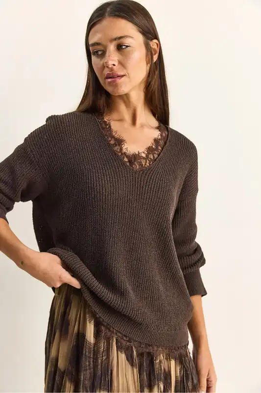 V-Neck Knit Sweater