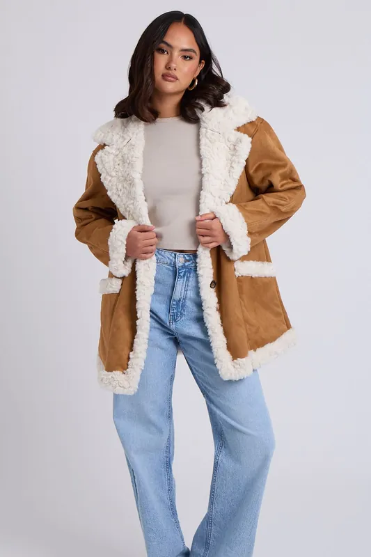 Suede Bonded Mid Length Jacket - Urban Bliss