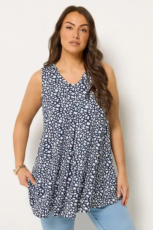 Abstract Print Front Pleat Vest Top - Yours