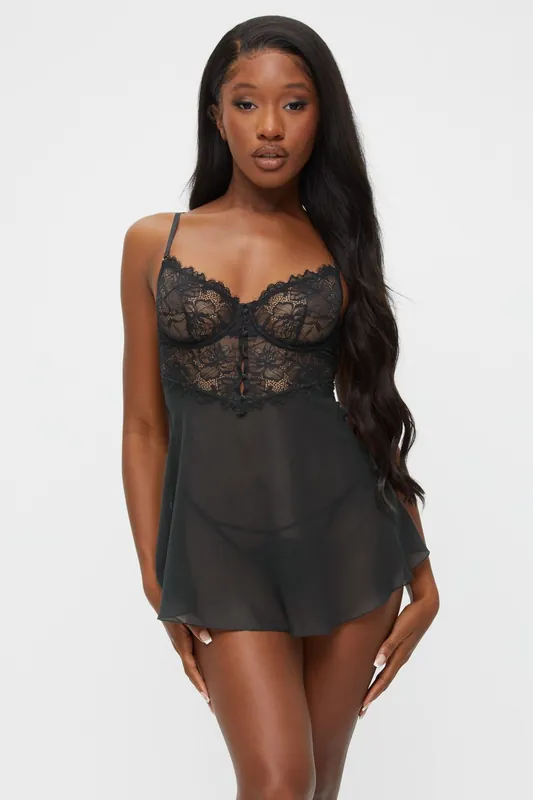 Iris Lace Underwired Babydoll Lingerie 2 Piece Set - Ann Summers