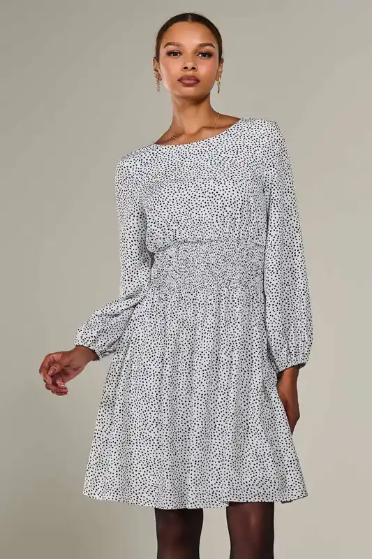 Long Sleeve Ruched Waist Midi Dress - Jolie Moi