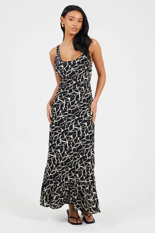 Strappy Scoop Neck Floral Maxi Dress - Brave Soul