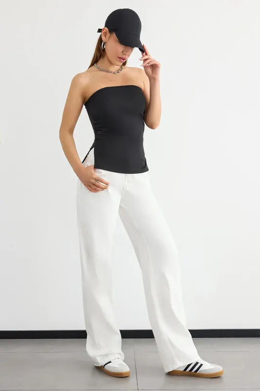 Strapless Solid Top with Side-Slits