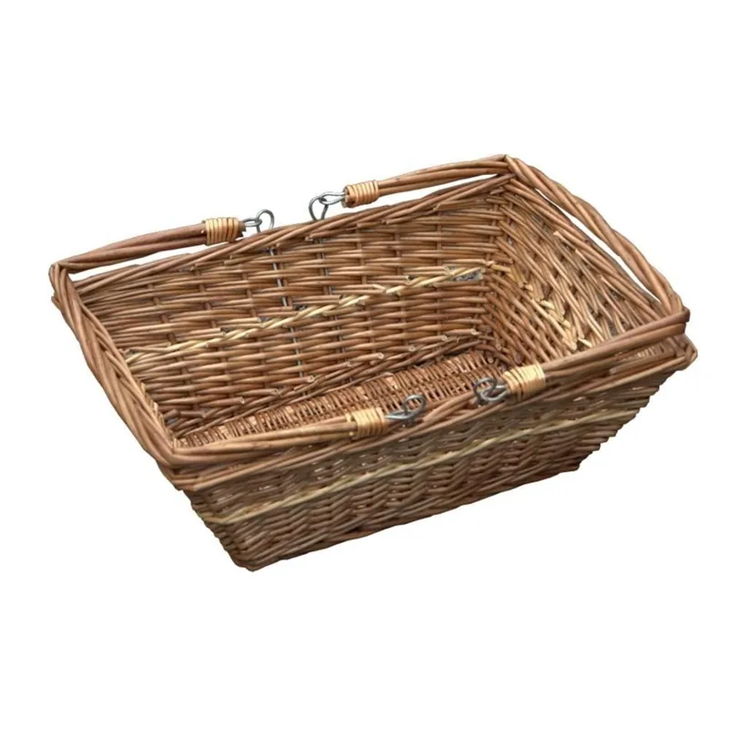 Wicker Rectangular Market Shopping Basket - Red Hamper