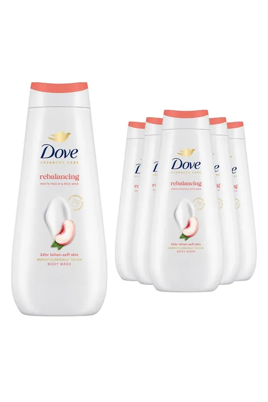 Advanced Care Rebalancing Peach& Rice Milk Body Wash 400ml,6pk - Dove