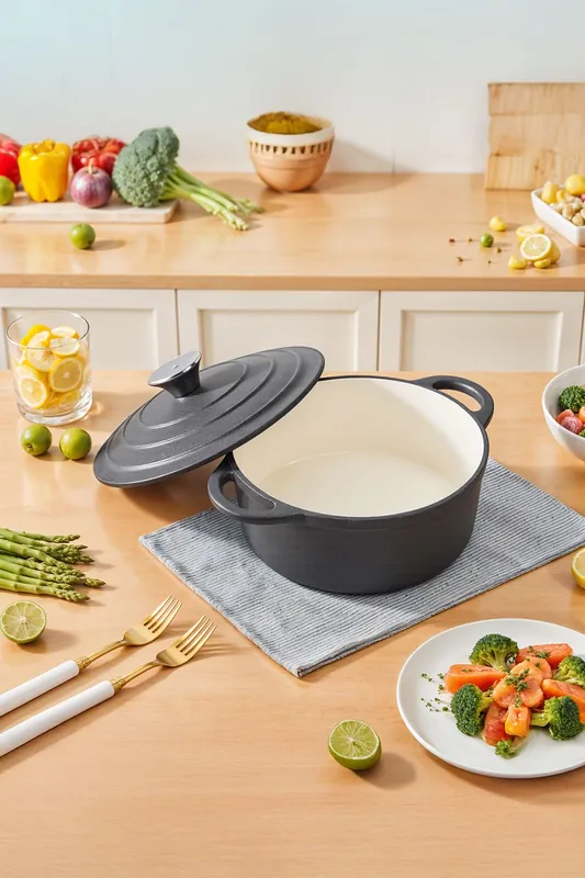 Enameled Cast Iron Dutch Oven Pot Rust-resistant Cookware with Lid