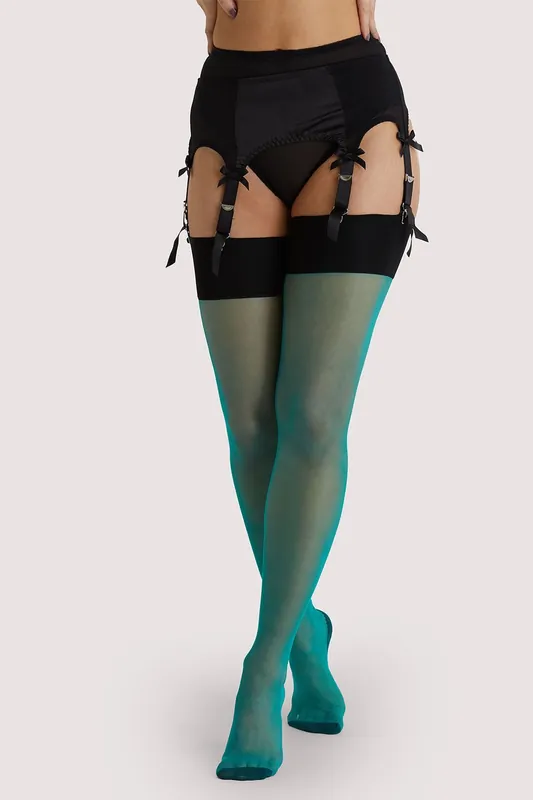 Bow Back Stockings Green - Playful Promises