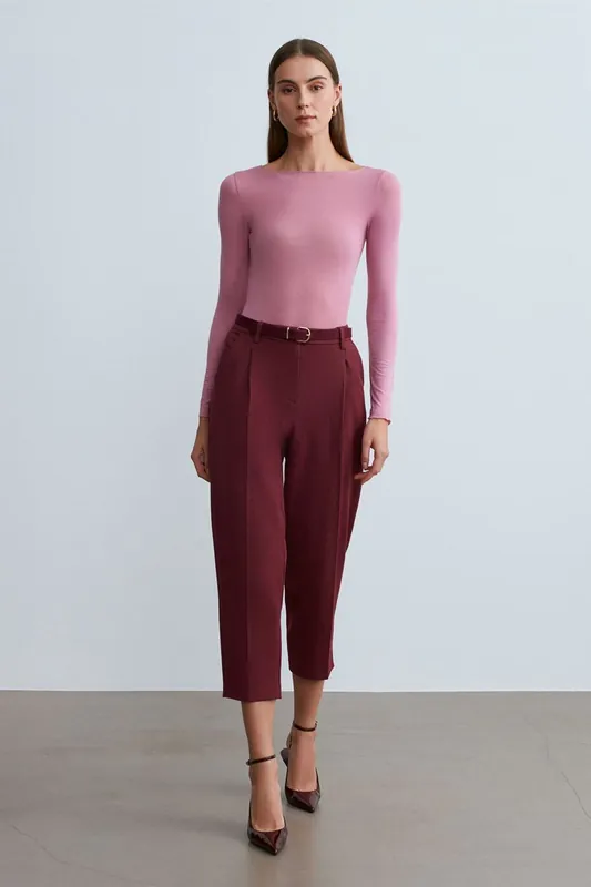 Belted Capri Cigarette Trousers - Dilvin