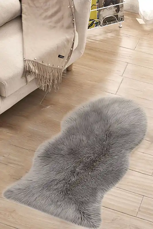 60Cm x 90Cm Truman Handmade Shag Cowhide Grey Rug - Living and Home