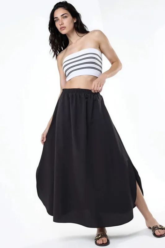High Waist Midi A-Line Skirt