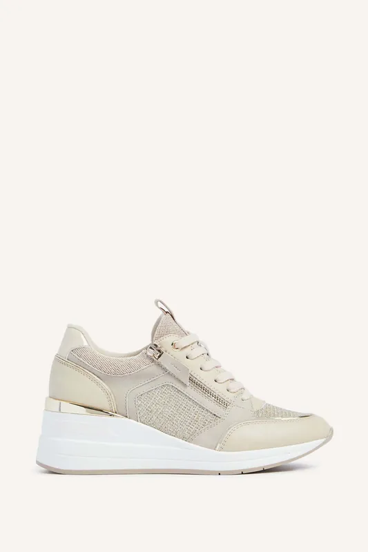 Everett Gold & Nude Wedged Trainers - Linzi