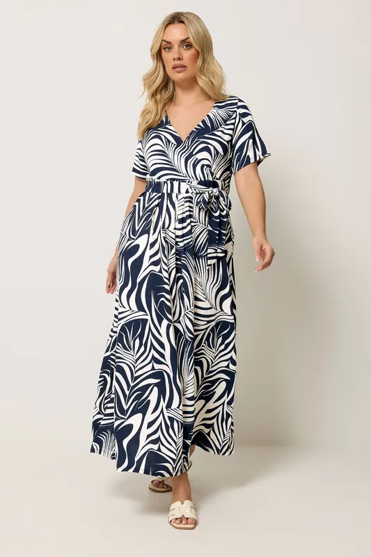 Leaf Print Wrap Front Dress - Yours
