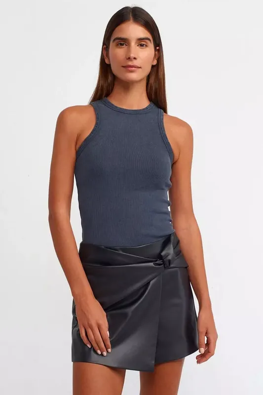Halter Neck Ribbed Tank Top - Hiccup