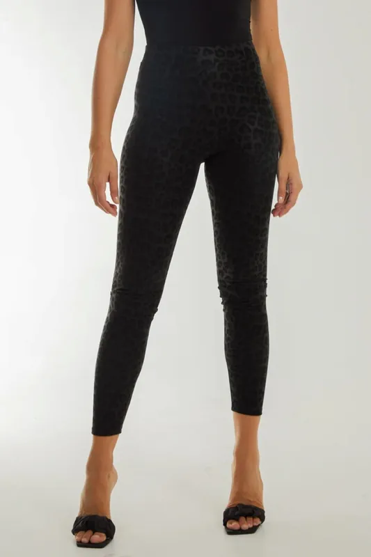 Leopard Print Leather Look Leggings - Aftershock London