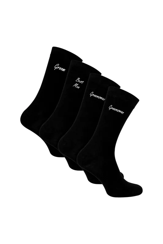 4 Pairs Wedding Socks for Groomsman Groom and Best Man - Sock Snob