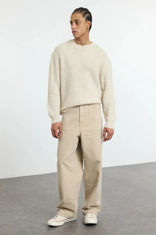 Men’s Crew Neck Textured Knit Sweater - WOVCOR