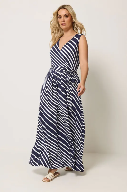 Stripe Sleeveless Wrap Dress - Yours