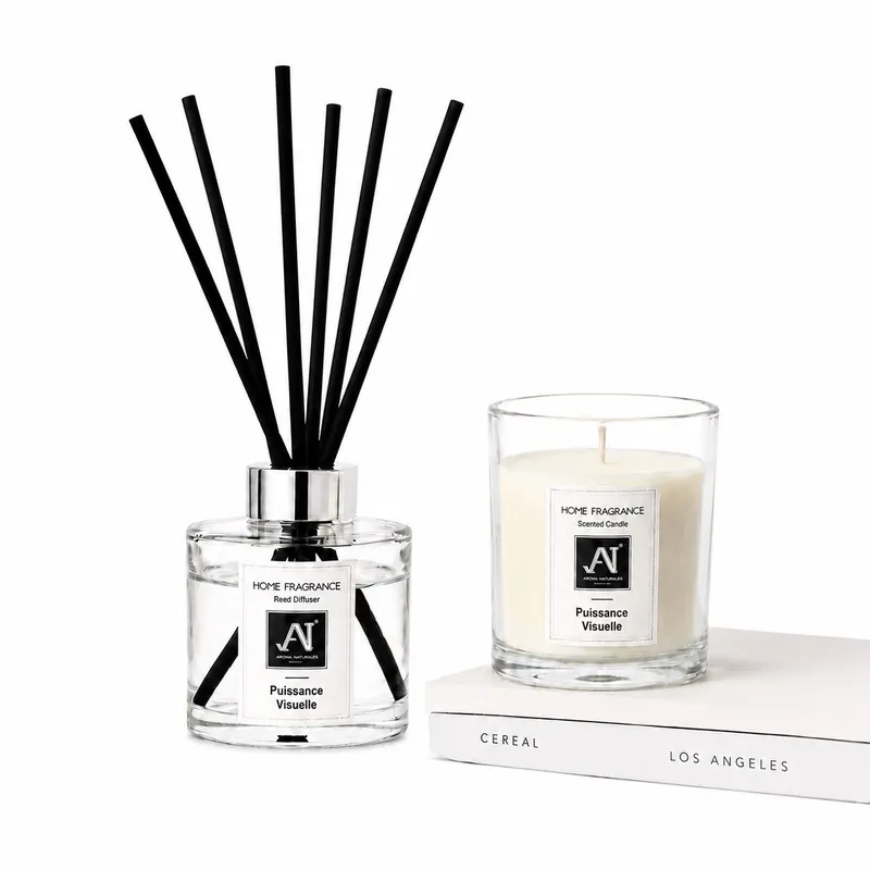 Minimalist Luxe Candle & Reed Diffuser Gift Set Puissance Visuelle Scent - Aroma Naturals