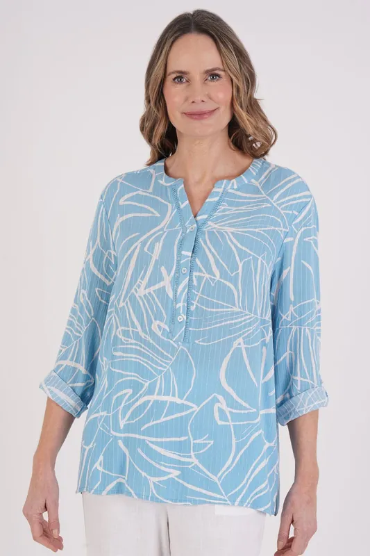 Linear Palm Textured Viscose Top - Tigi