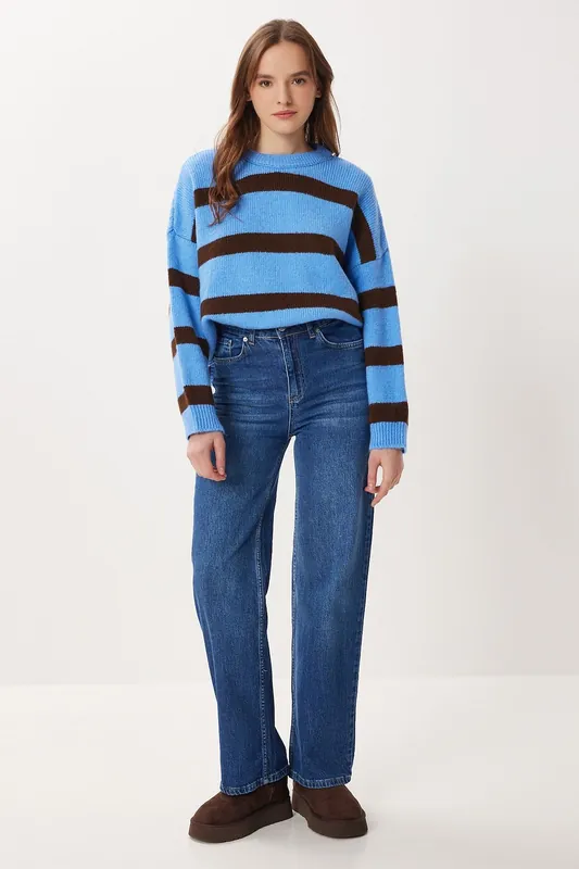 High Waist Wide Leg Denim Jeans - Happiness Istanbul