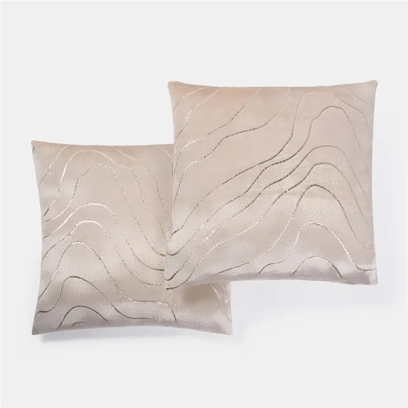2 Pack Metallic Wave Cushion Covers Home Decor Set - OHS