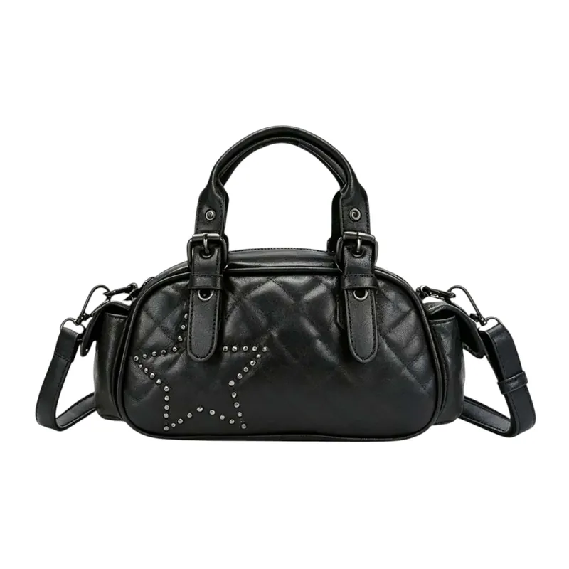 Small Trendy Studded Star Quilted Crossbody Shoulder Bag - Kitise