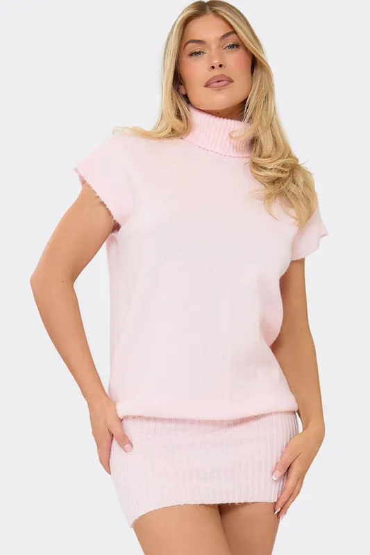 Short Sleeve Knit Mini Dress - EGO