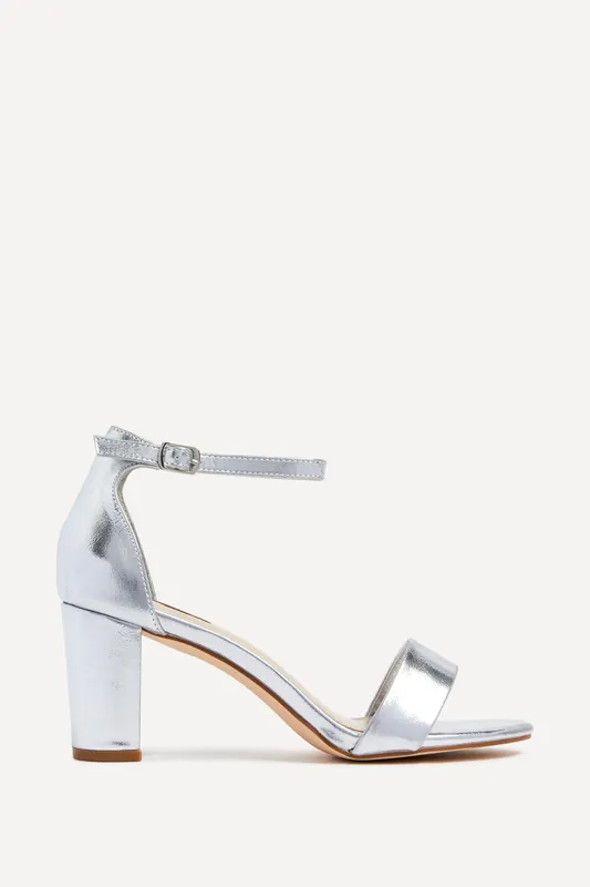 Frankie Silver Faux Leather Barely There Closed Back Block Heeled Sandal - Linzi