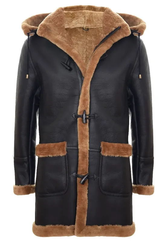 Duffle Sheepskin Coat WW2 Hood - TruClothing