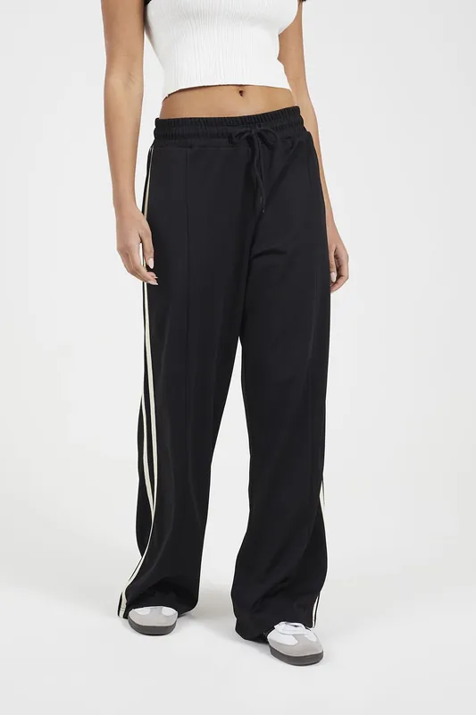 Side Stripe Wide Leg Joggers - Brave Soul