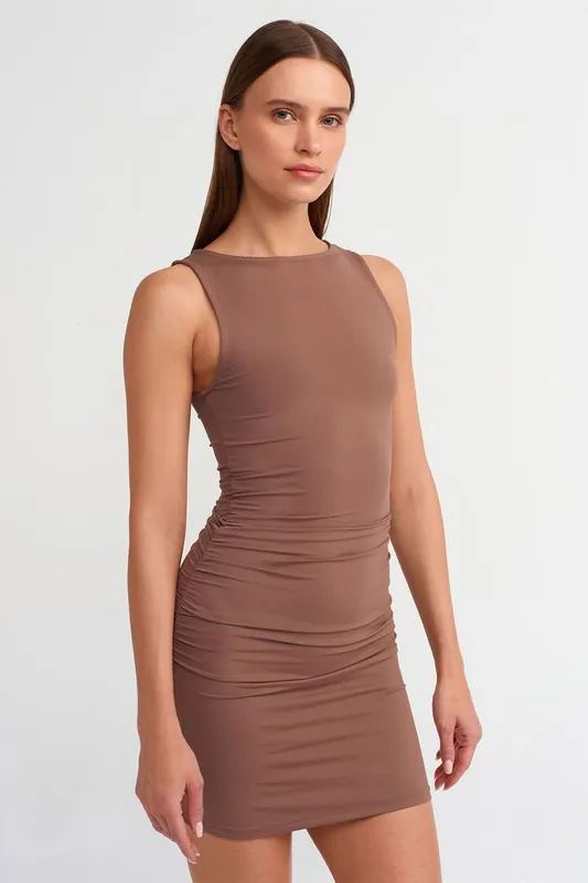 Bodycon Mini Dress With Drape - Dilvin