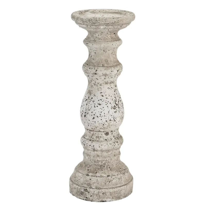 Large Stone Ceramic Column Candle Holder - Love Lace
