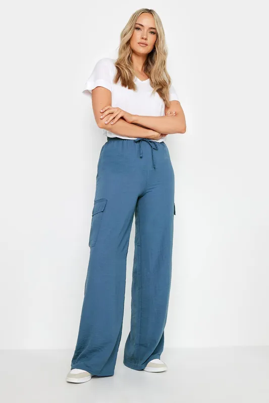 Tall Cargo Crepe Wide Leg Trousers - Long Tall Sally