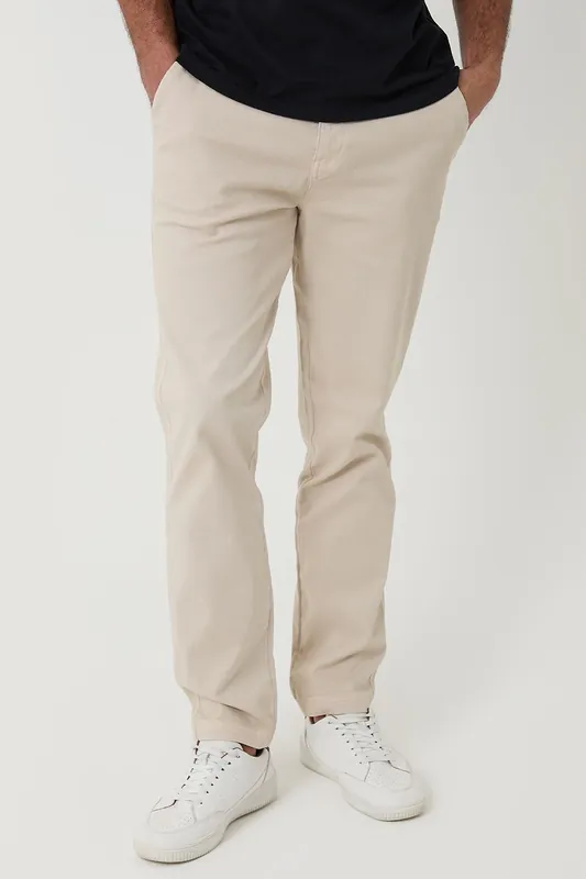Cotton Elasticated Waist Chino Trousers - Threadbare