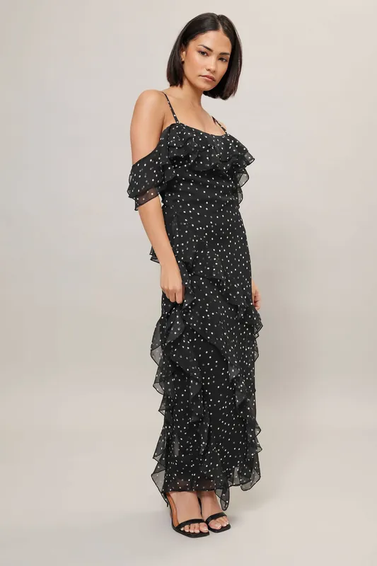 Petite Chiffon Ruffle Maxi Dress - PixieGirl