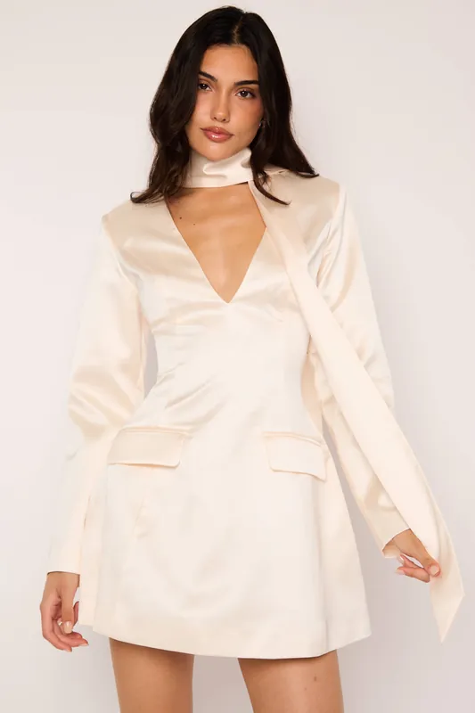 Jessops Pearl A Line Mini Blazer Dress With Scarf - Jaded Rose