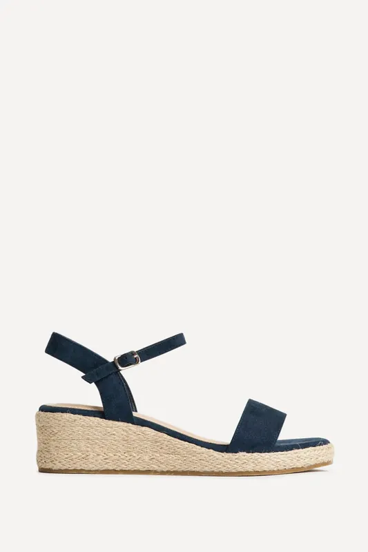 Sunrise Navy Espadrille Flatform Sandals - Linzi