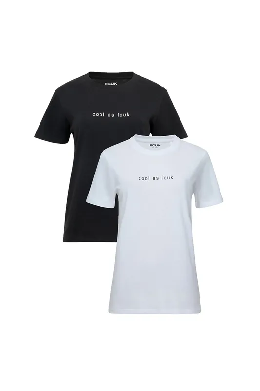 2 Pack FCUK Cotton Crew Neck Short Sleeve T-Shirts