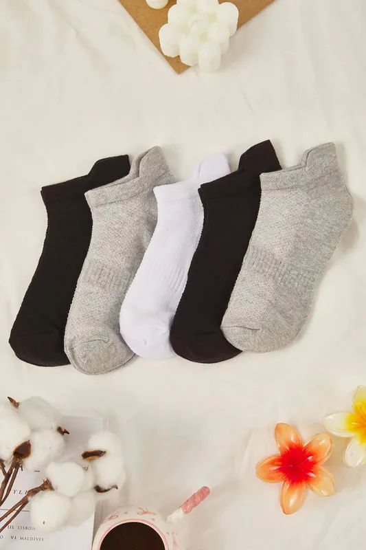 5 Pack Cotton Knit Sports Ankle Socks - WOVCOR