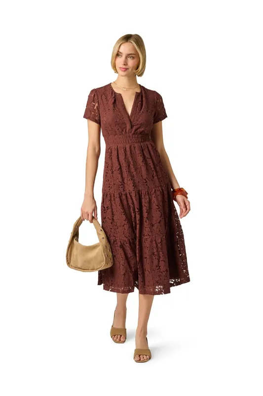 Lace Tiered Midi Dress - Adrianna Papell