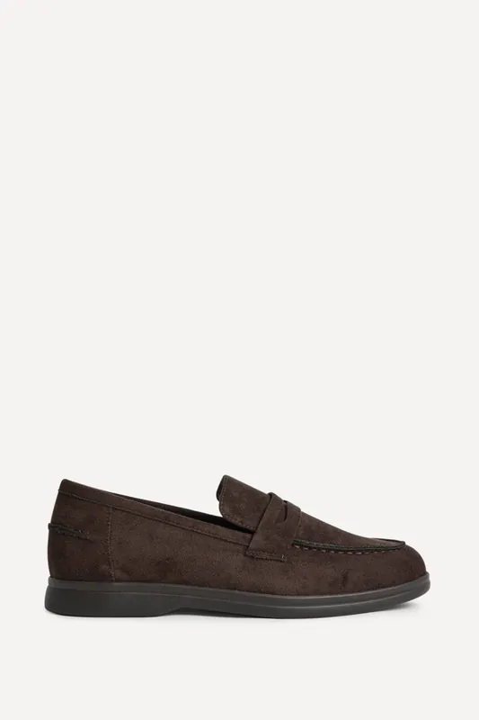 Review Brown Faux Suede Classic Loafer - Linzi